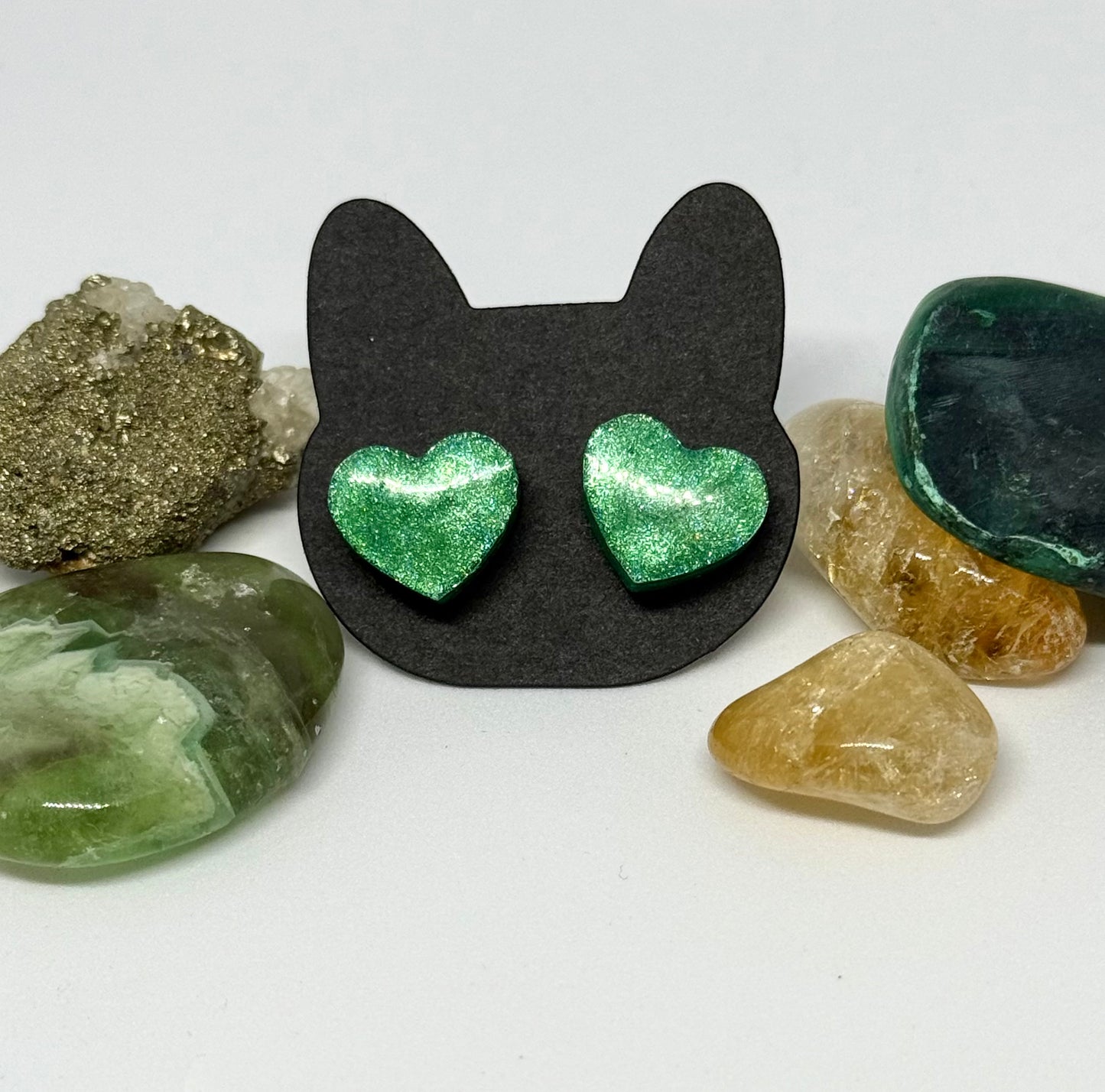 Emerald Green Heart Earrings