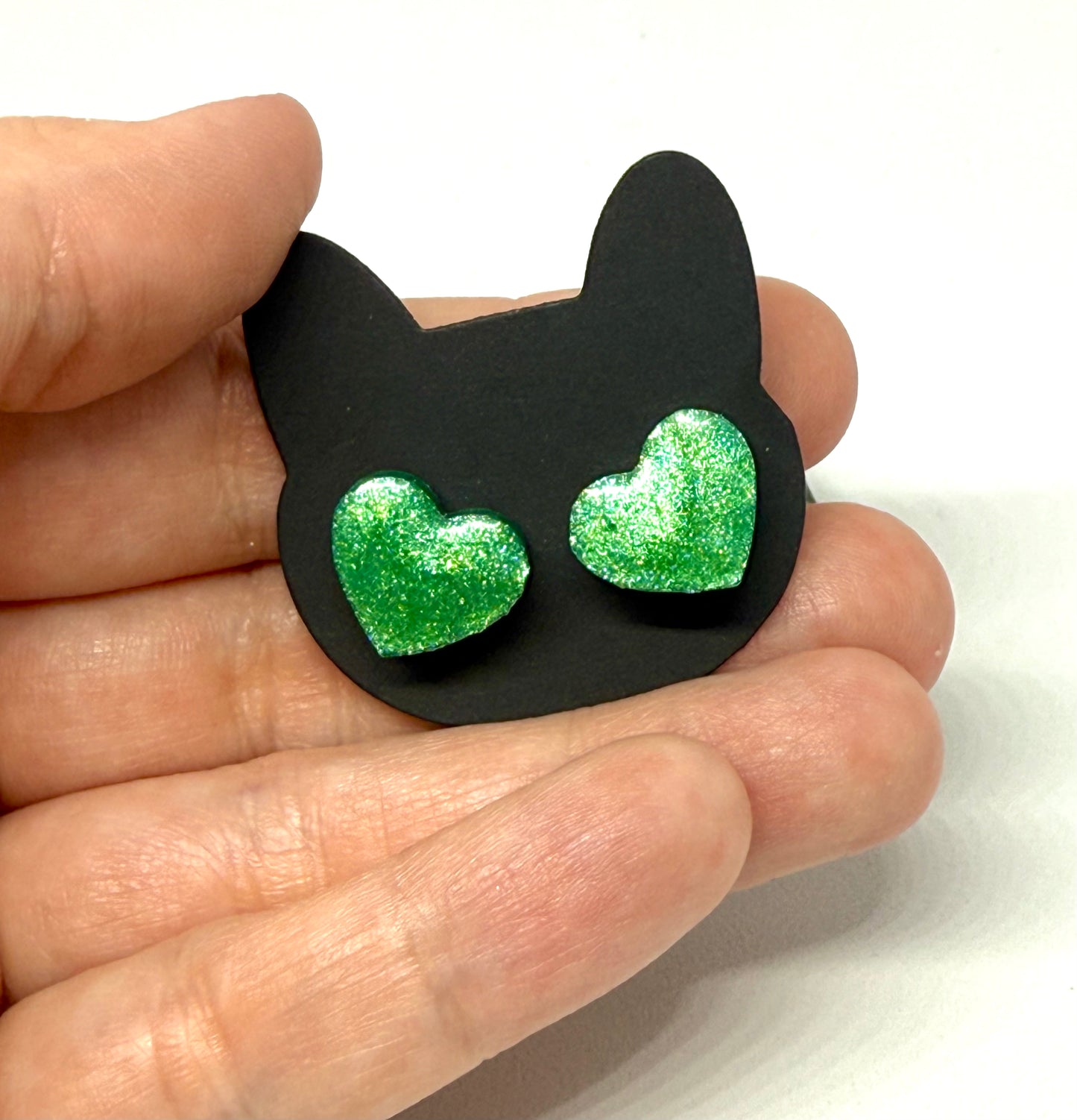 Emerald Green Heart Earrings