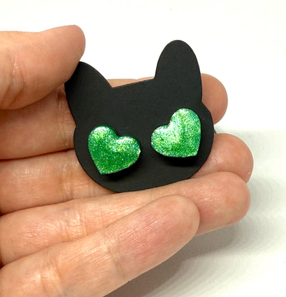 Emerald Green Heart Earrings