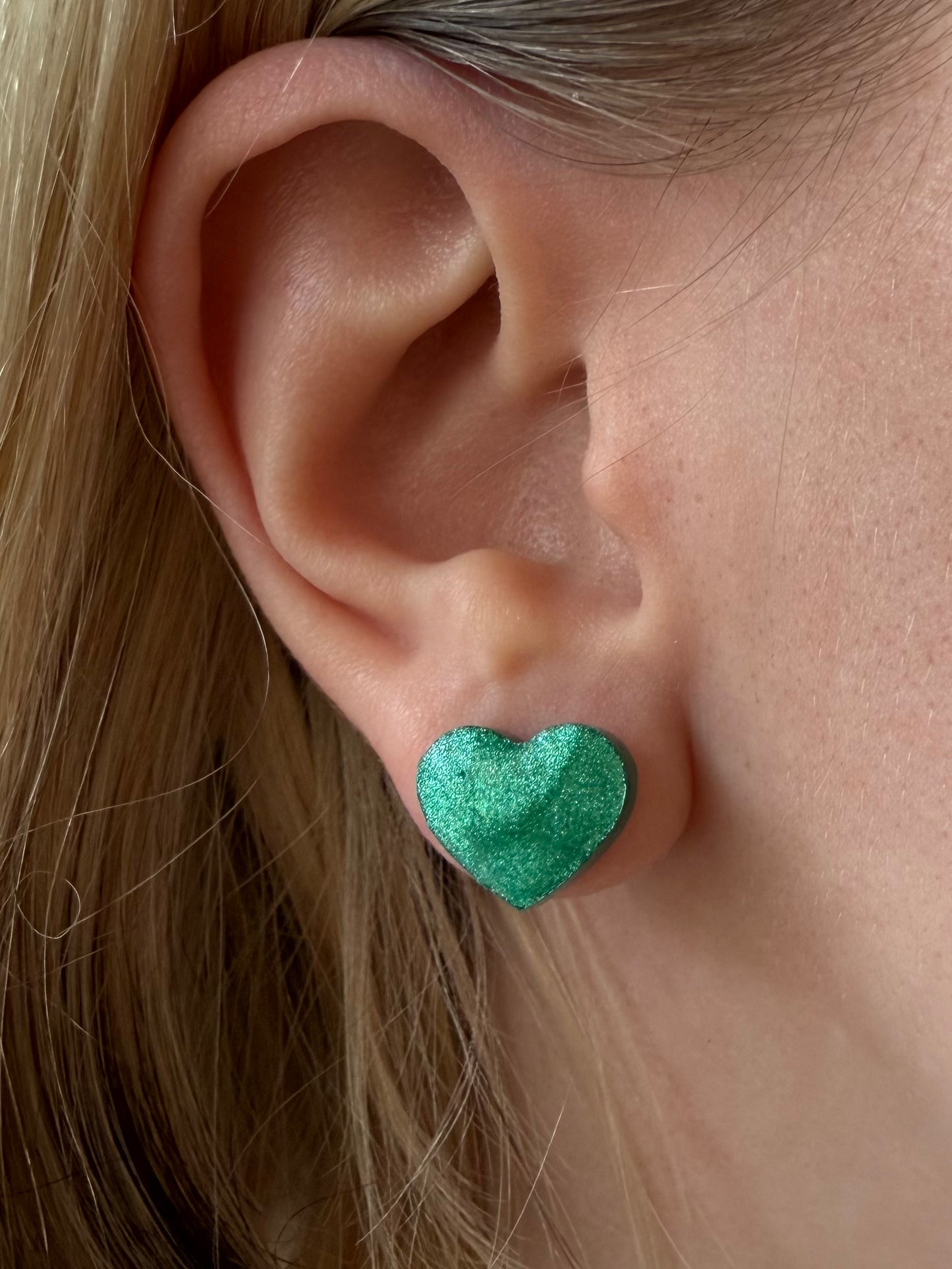 Emerald Green Heart Earrings